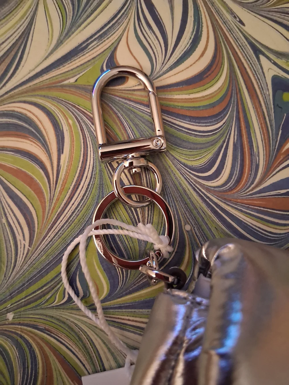 Tory Burch Metallic Silver Mini Keychain 